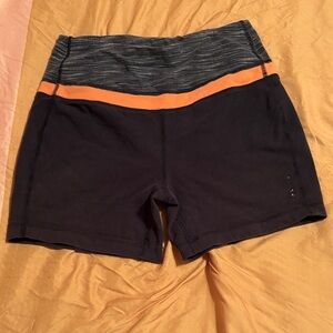 Reebok Women's Black and Orange Athletic Shorts